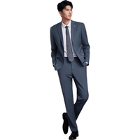海澜之家 HTXAW3W010A 平驳领轻商务西服套装 蓝灰 M