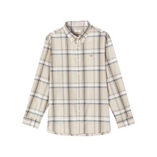GANT甘特 棉麻复古格纹长袖衬衫 卡其色 2XL