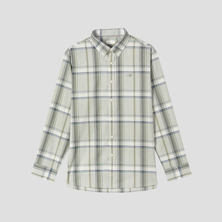 GANT甘特 棉麻复古格纹长袖衬衫 卡其色 2XL