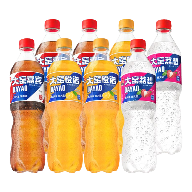 今日必买：大窑 果汁汽水 嘉宾+荔想 520ml*8瓶