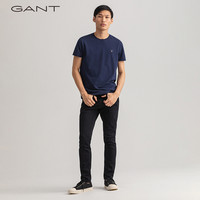GANT 刺绣设计休闲透气圆领修身珠地布短袖男士T恤