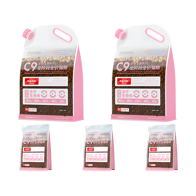 俘获 C9生骨肉冻干猫粮 鲜鸡肉无谷全价全阶段猫粮 1.5kg*2+400g*3