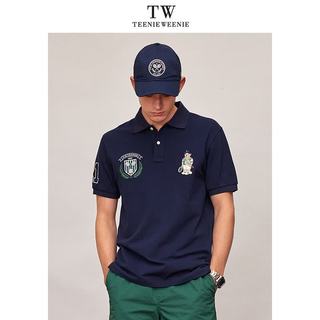 TEENIE WEENIE 小熊徽章刺绣短袖POLO衫 藏青色 L