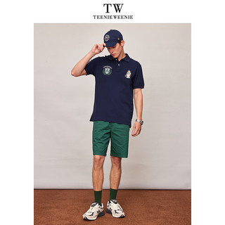 TEENIE WEENIE 小熊徽章刺绣短袖POLO衫 藏青色 L