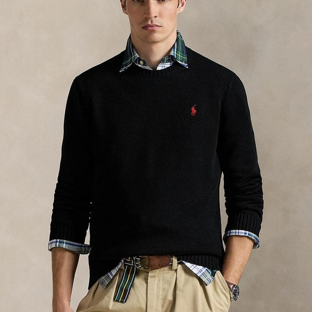 限新用户：RALPH LAUREN 男士罗纹圆领毛衣