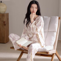 Madallo/莫代尔 紫色水墨-66313 女士长袖家居服套装 2XL