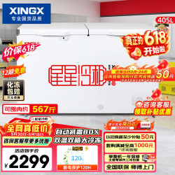 星星 405L商用双温微霜冰柜 大容量保鲜卧式冰箱 左冷冻右冷藏BCD-405G-E 价保618