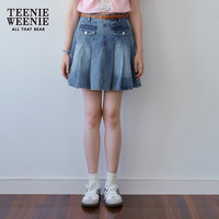 TEENIE WEENIE 牛仔百褶半身裙 中蓝色 M