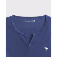 Abercrombie & Fitch 经典小麋鹿图案修身小V领短袖T恤 海军蓝 XXS