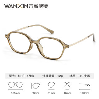 万新 防蓝光1.67折射率 现片*2片+赠钛框 900度内
