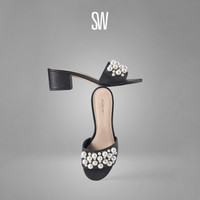移动端：STUART WEITZMAN SW GOLDIE 50 BLOCK SLIDE方跟拖鞋女外穿夏