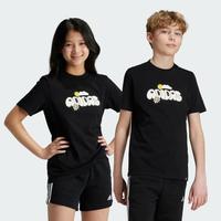 adidas 夏季中性大童趣味涂鸦图案棉质舒适透气运动休闲圆领短袖T恤