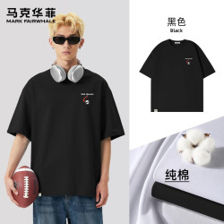 马克华菲 双纱纯棉短袖T恤男 黑色 XL