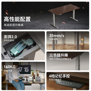 乐歌 E5-N 电动升降桌 黑腿灰木纹 1.2*0.6米