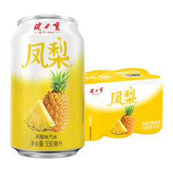 健力宝 碳酸饮料汽水低糖0脂海盐撞凤梨味330mL*6罐果味劲爽解腻气泡水