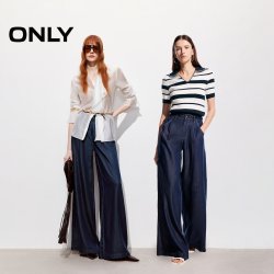 ONLY 女士高腰阔腿牛仔裤 126132157