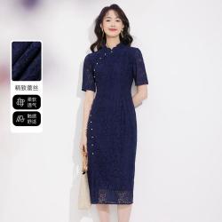 黛玛诗 2026年夏季新款瘦花裙子改良国风旗袍裙端庄大气蕾丝连衣裙女