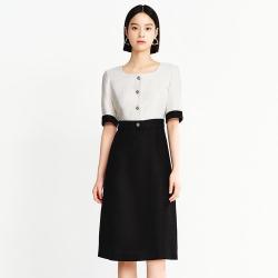 CADIDL 商场同款夏季穿搭高级假两件拼接修身连衣裙女