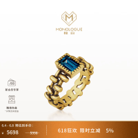 MONOLOGUE 黄金戒指 足金戒指送女友礼物 MR590 深蓝托帕石 15号 高考礼物