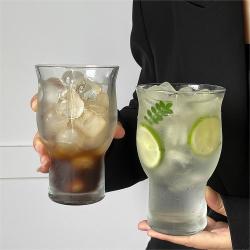 ins风网红宽口玻璃杯果汁杯冰美式咖啡杯酒杯啤酒杯 500ml 透明