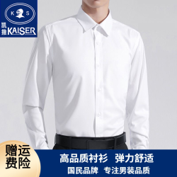 凯撒 男士长袖白色衬衫男春夏季潮流商务休闲弹力高档黑色职业衬衣