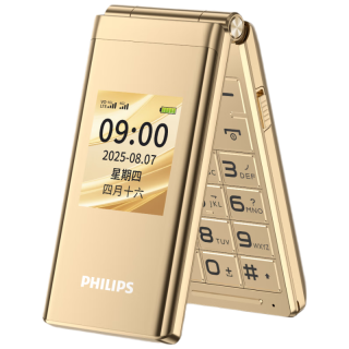 飞利浦 E6515Plus 4G全网通 翻盖老人手机 香槟金