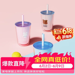 LOCK&LOCK 水杯小女士吸管杯儿童可爱成人食品级大容量办公室塑料茶杯子 蓝色 720ml