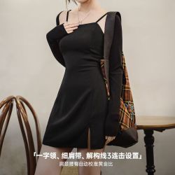 马登 夏日赫本风无袖吊带连衣裙