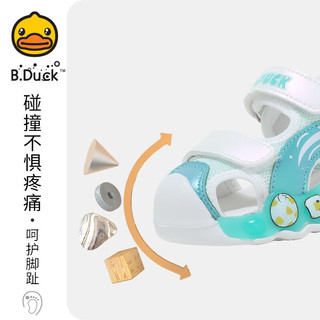B.Duck/小黄鸭 026米/蓝 儿童包头凉鞋 25码（脚长14.6-15.3cm）