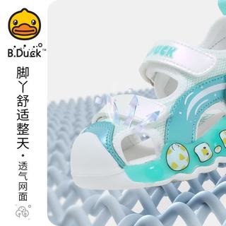 B.Duck/小黄鸭 026米/蓝 儿童包头凉鞋 25码（脚长14.6-15.3cm）