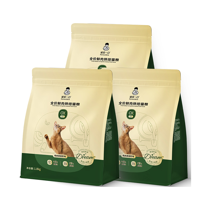 HONESTBITE/诚实一口 小轻袋OX-FIT全价鲜肉烘焙猫粮 成猫体重管理型 5.4kg