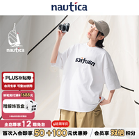 nautica white sail 汤本弘通监制 宽松中性镜像logo设计全棉短袖HYTW4226