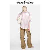 Acne Studios男女同款徽标休闲涂层做旧宽松短袖T恤上衣 淡粉色 (女士选择小一码) S -女 / XS-男