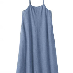 無印良品 MUJI 女式木棉混轻量牛仔吊带连衣裙