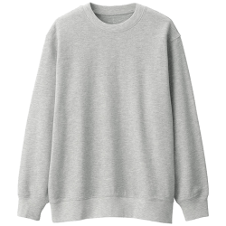 無印良品 MUJI 男式粗细不均棉线紧密织圆领套头衫 灰色 S