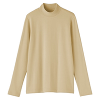 MUJI/無印良品 起毛罗纹织半高领长袖T恤 浅黄色 M