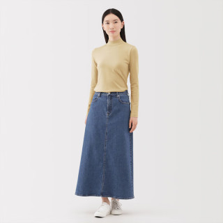 無印良品 MUJI 起毛罗纹织半高领长袖T恤 浅黄色