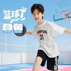 安踏 儿童短袖夏季男童短袖中大童舒适透爽运动休闲安踏童装