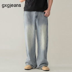 gxgjeans 男装 时尚复古水洗工艺宽松时尚牛仔长裤 25年夏新品 牛仔蓝