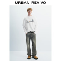 URBAN REVIVO 复古水洗直筒牛仔裤 深灰蓝 32