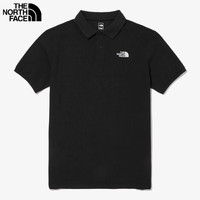THE NORTH FACE/北面 户外男休闲商务刺绣LOGO短袖POLO衫 黑色 XL