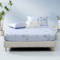 水星家纺 蓝玫瑰纯棉床笠 195cm*120cm