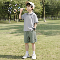 小猪班纳 男童夏季透气短袖Polo衫短裤套装 01色 130cm