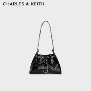 CHARLES & KEITH CHARLES&KEITH26夏季新品菱格链条单肩水桶包斜挎包生日礼物送女友CK2-10671894 Black黑色 M