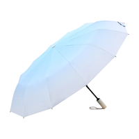 Hodo Men/红豆男装 海盐蓝渐变黑胶晴雨两用伞 三折自动开合 防紫外线防晒伞