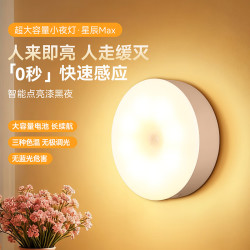 雷士 小夜灯光控人体感应灯儿童床头灯 3000毫安电池+人感光控+三色无极调光