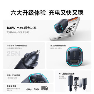 倍思 160W四口超级快充 车载充电器