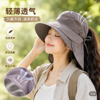勋阳宇乐 双檐遮阳防晒渔夫帽 深灰色