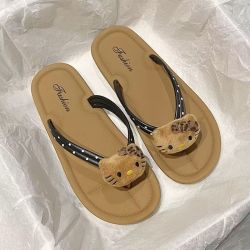 福虹辰 2026卡通新款波点人字拖鞋女沙滩夏超软耐磨外穿外出洋气防滑Z KTI猫人字拖