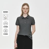 E·LAND 衣恋 E.LAND Eland衣恋T恤女时尚通勤收腰短袖翻领修身上衣26夏新款
